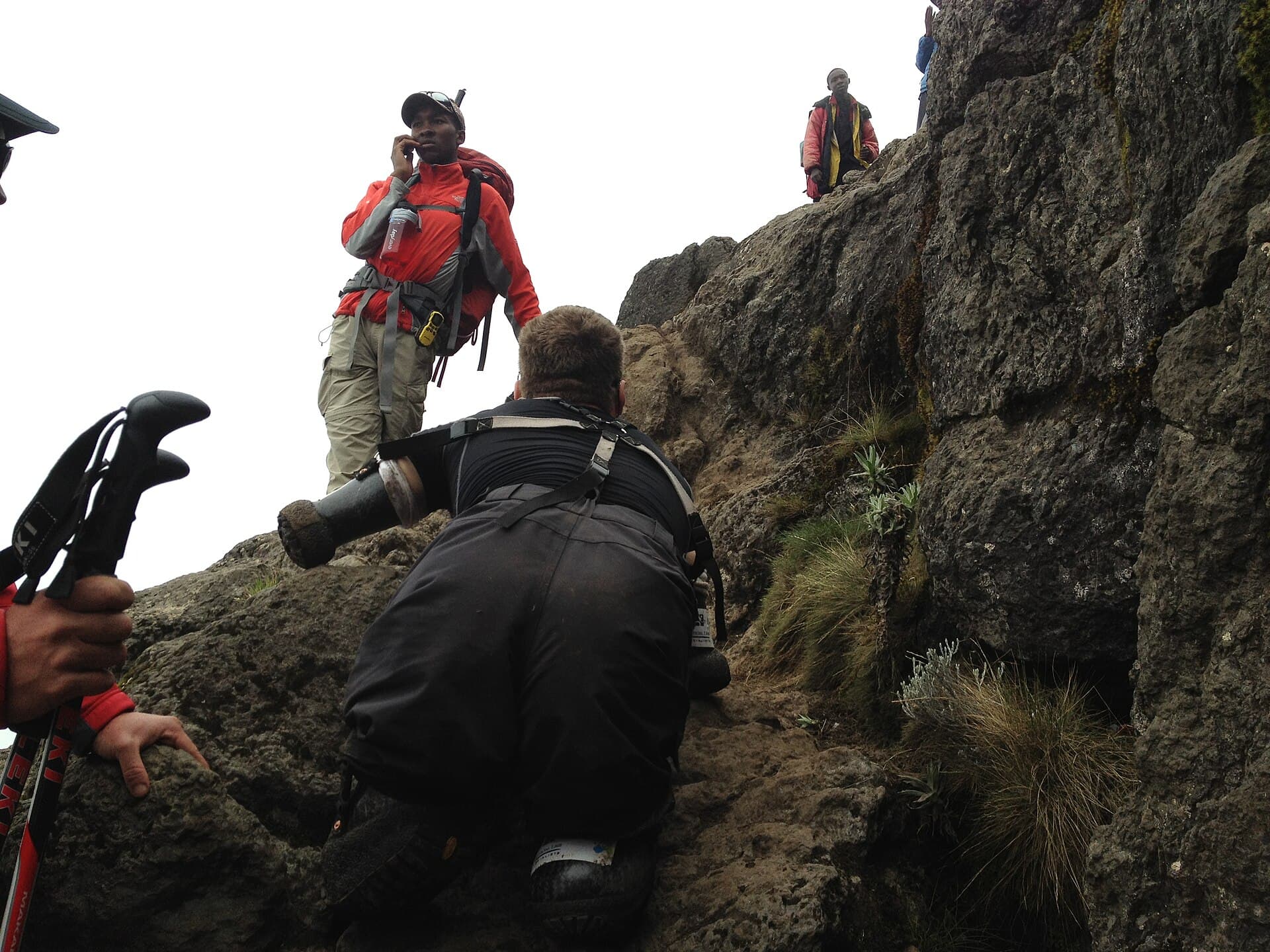 Trekkers climbing Mount Kilimanjaro